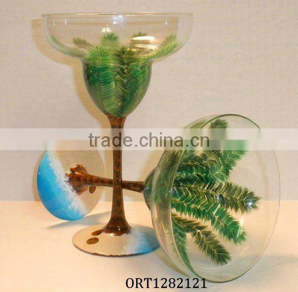 hand painted wine glass cup colorful goblet