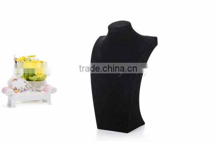 Black velvet wood neck stand jewelry display