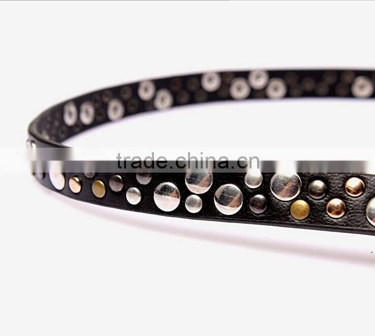 Wholesale rivet decorated sex women lady thin PU waist belt