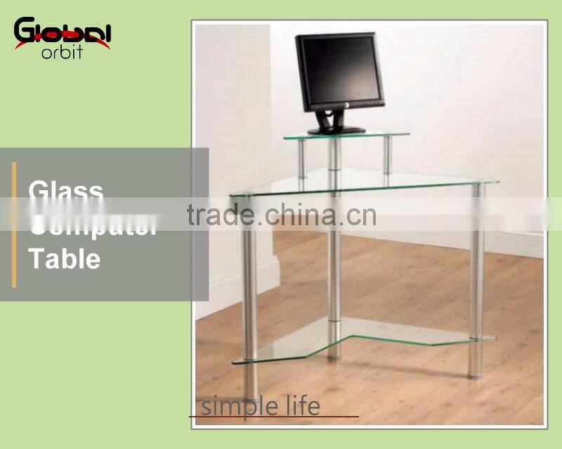 Metal Frame Tempered Glass Corner Office Conference Computer Desk