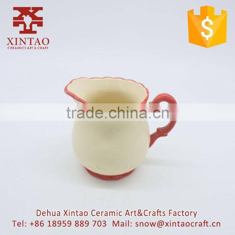 Ceramic Kitchen Milk Butter Mini Saucepan Warmer Cookware with Handle (Red)