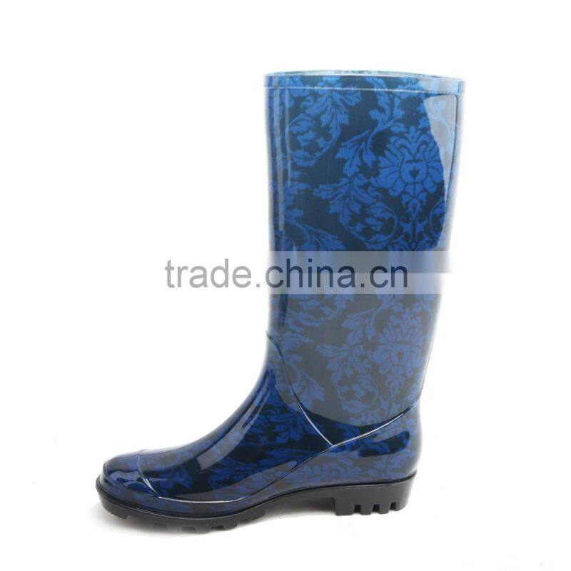 new prints fashion PVC rain boots with polyester lining waterproof boots