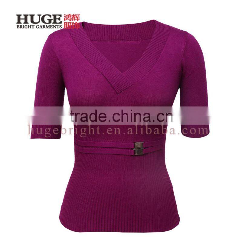 Customized Size OEM Service Women'S V Neck Sweater
