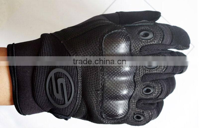 Carbon Fiber Shell knuckle protection sports safety gloves Genuine leather tactical gloves