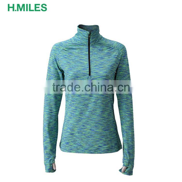 Half zipper gym wear anti-bacterial quick dry running t-shirt