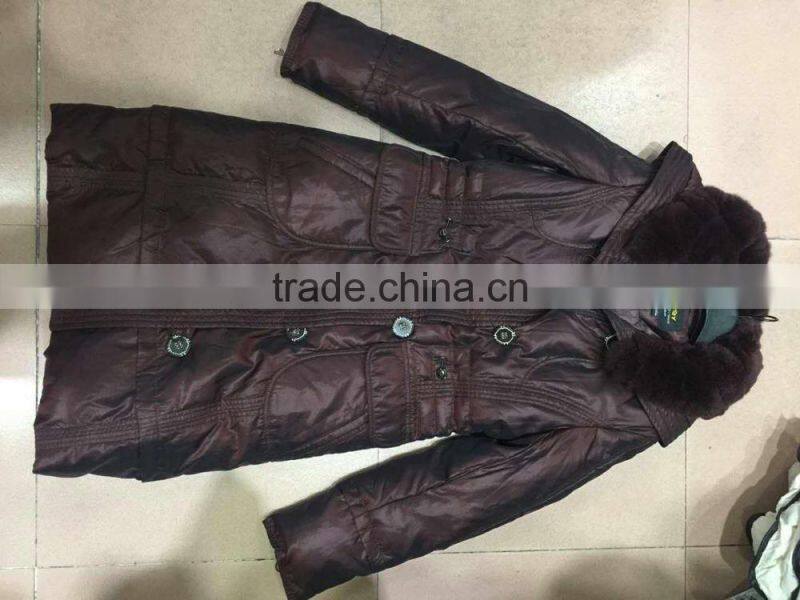 GZY slim and fashion model middle east goose down jacket women fashion double layer stock guangzhou factory 2017 heavy latest