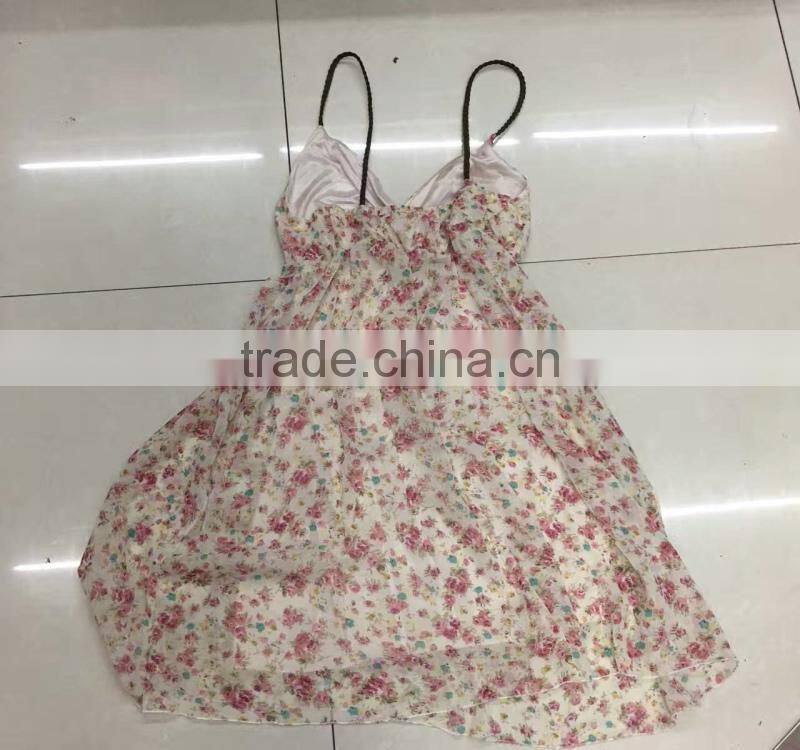 Women flower printed fancy chiffon dress stocklots