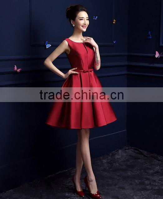 sexy tight short design satin red prom dress