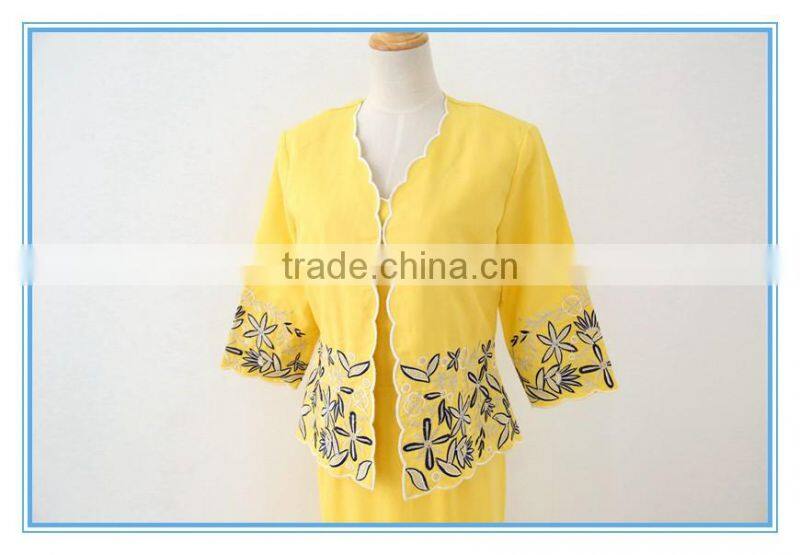 New Fashion Ramie Cotton Multi Colors Emboidery Jacket Dress Suits For Woman