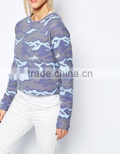 Custom women all over camo print sweatshirt without hoodie