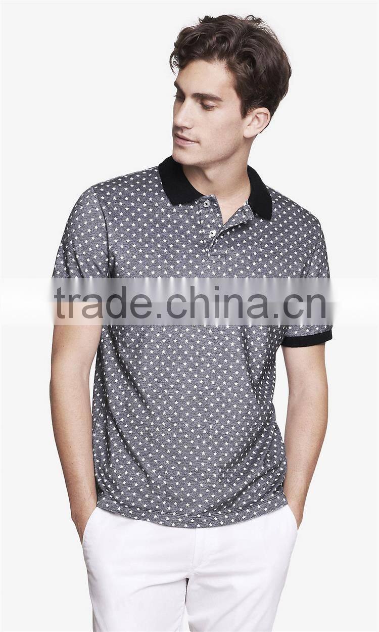 2015 new design custom cotton circle dot print mens polo shirts apparel wholesale