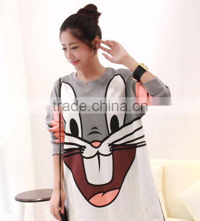 cartoon print lovely rabbit loose and comfortable dress