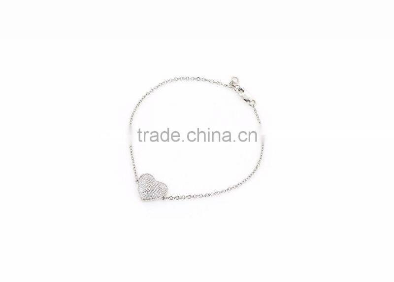 Silver Plated CZ Studded Designer Heart Bracelet