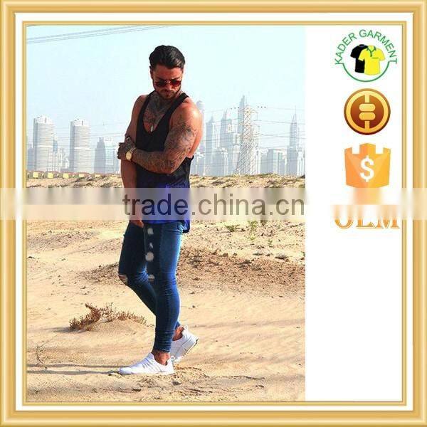 Hot sale mens ripped jeans blue destroyed urban jeans denim manufacturer