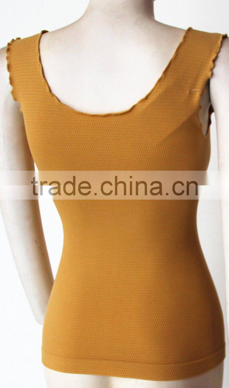 plain seamless lady fashion nude tank top