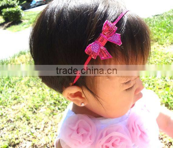Hot sale Wholesale children's hair accessories Embroidery flash sequined bow Flash bead piece bow tie bowknot clip hairpin