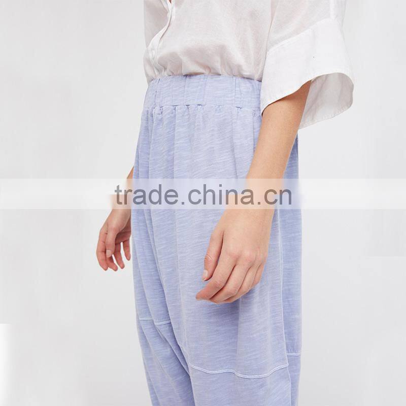 Comfy all cotton drop crotch fit easy drawstring waist womens harem pants