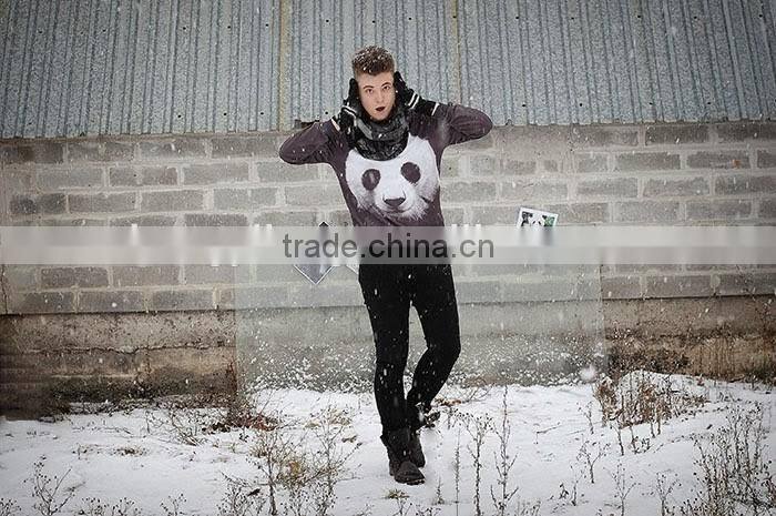 Unisex 3D panda printed fleece streetwear sweatshirt