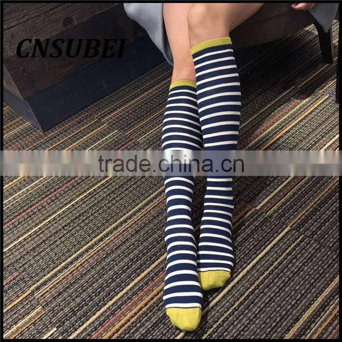 Shining japanese girl stripe jacqaurd knee high tube christmas stocking for women dress
