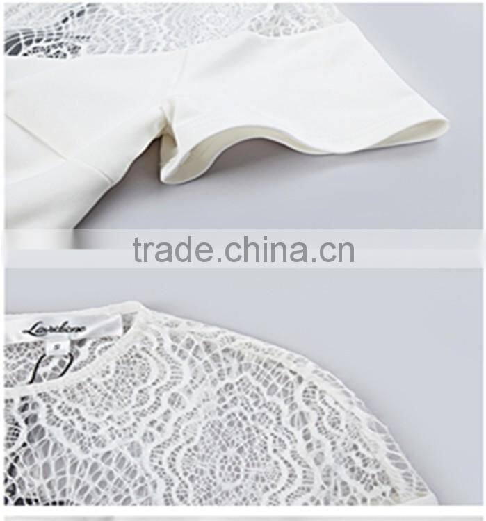 Hot sales wedding dress pure dirndle empty lace trim neck ,transparent grenadine hem ladies dress OEM