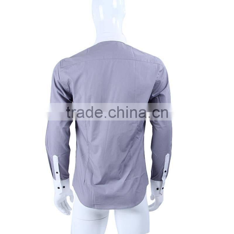 slim fit contrast color casual custom long sleeve men shirt