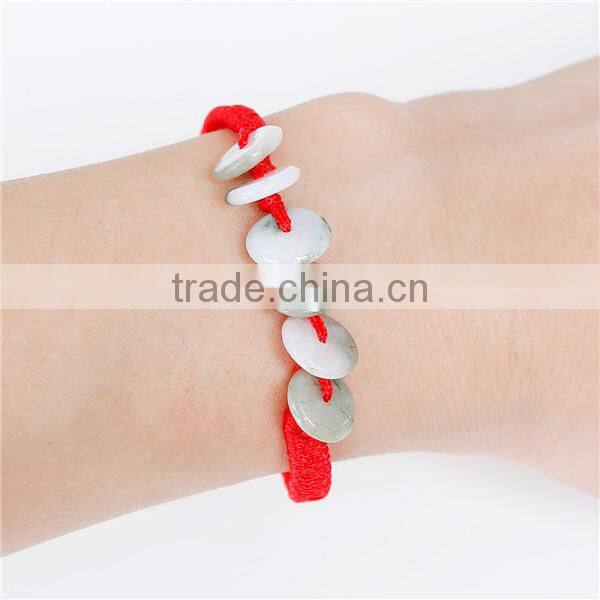 Green Round Polyester & Jade Kabbalah Red String Braided Friendship Bracelets