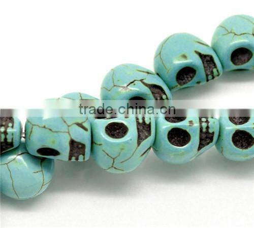 (Grade B) Synthetic Halloween Skull Turquoise Loose Beads 12x10mm