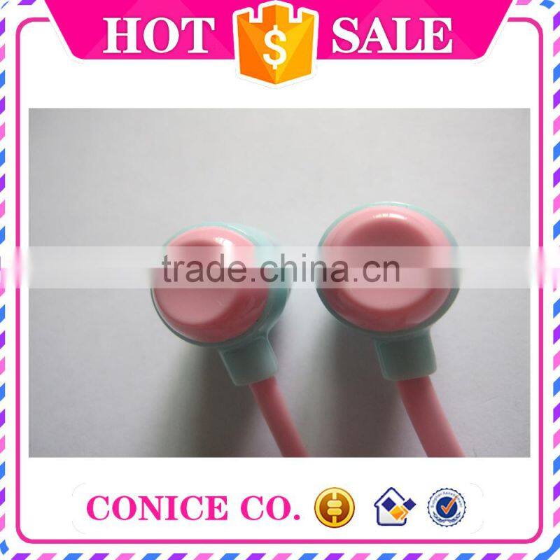 2015 new arrival earphone in ear phone of popular pink color for cell phone girls ear phone
