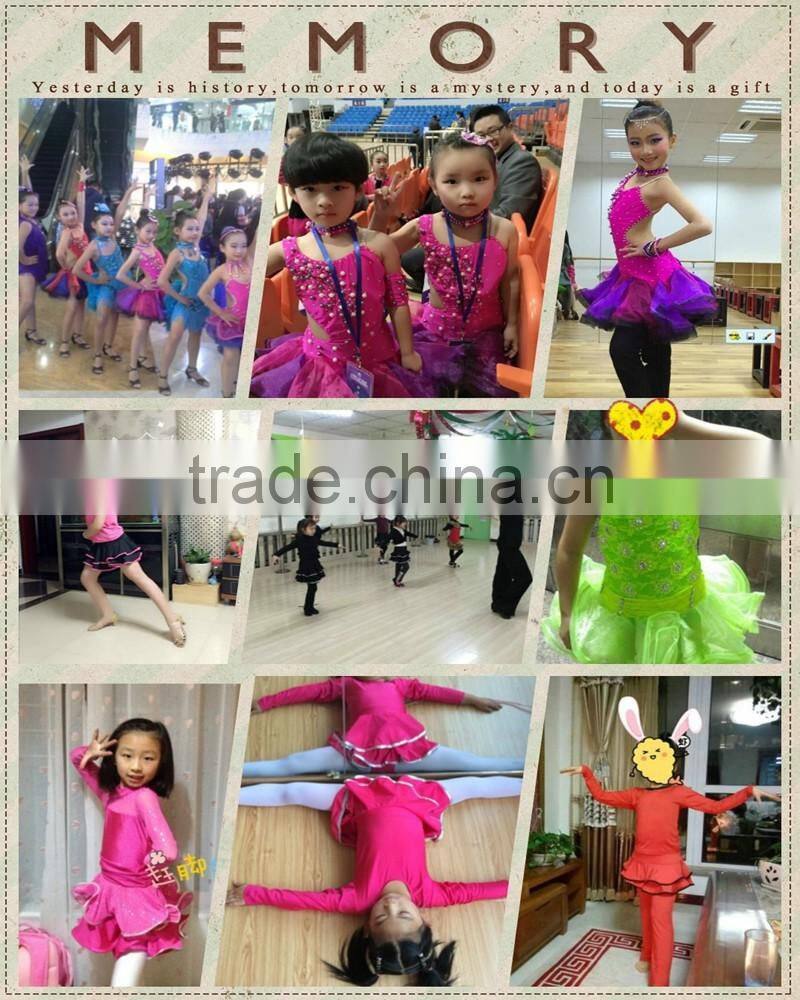 Girls Sexy Leopard Latin Dance Skirt Suits Children Kids Performance Latin Fringe Dress