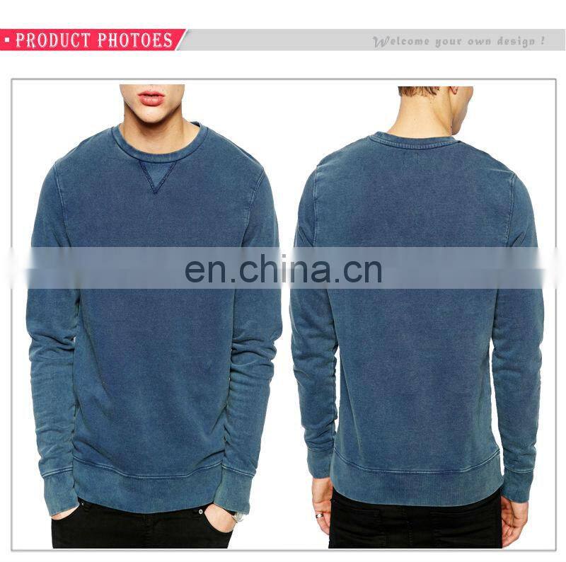Custom Design High Quality mens Cotton Acid Wash Sweatshirt