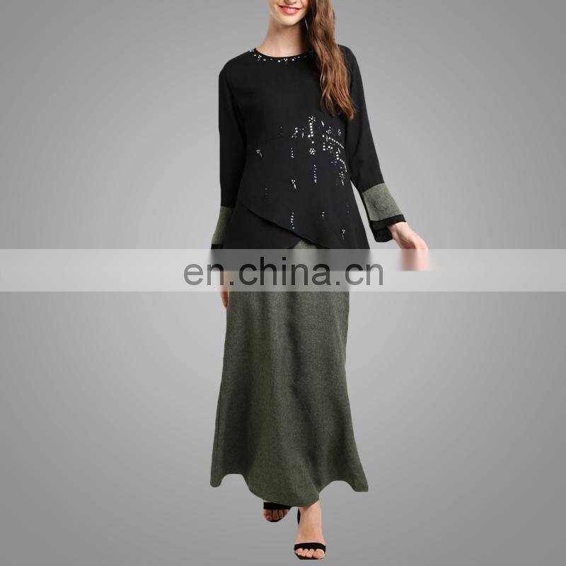 2017 Modest designer beaded baju kurung malaysia baju melayu islamic women suits