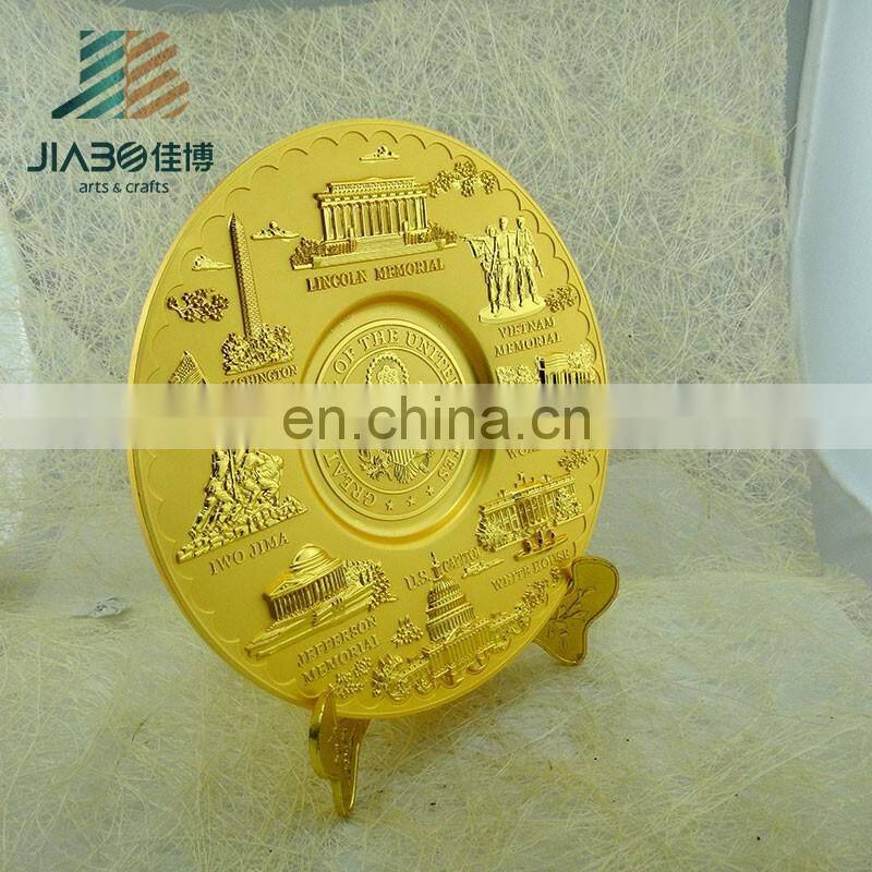 JiaBo custom 3d gold metal souvenir plate for your selection