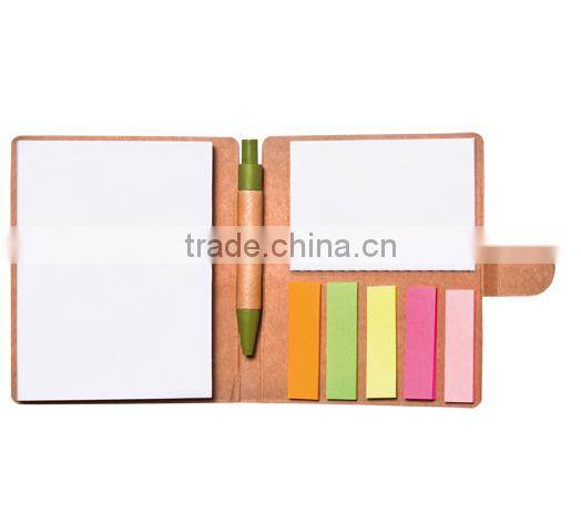 Promotional spiral eco-friendly notebooks with sticky notes and pen