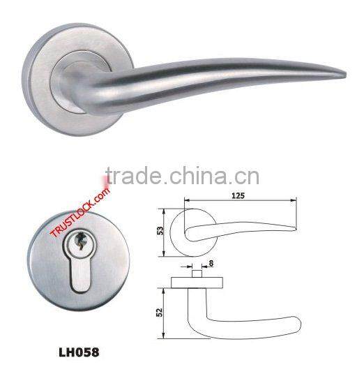 Solid Stainless Steel Lever Door Handle with Escutcheon
