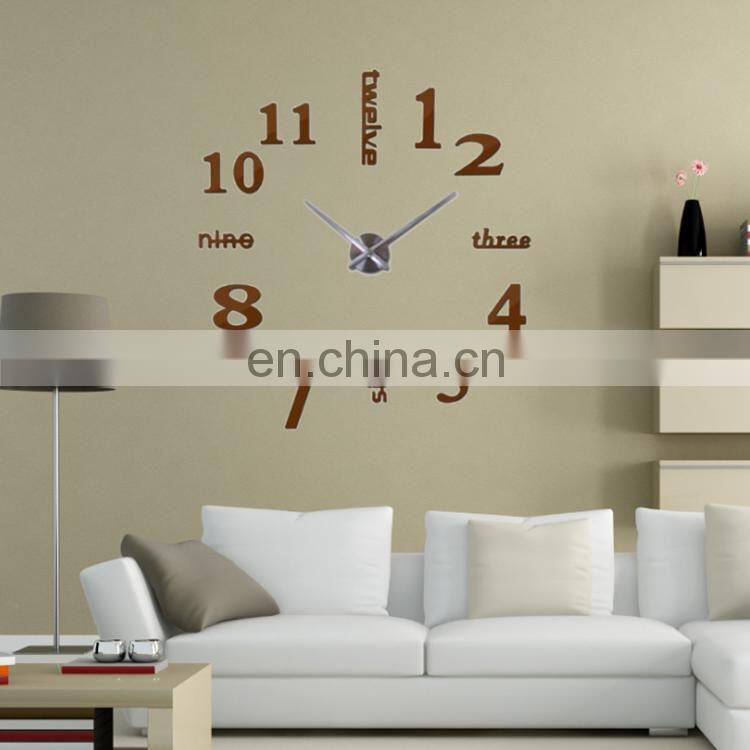 modern design 3d diy mirror frameless wall sticker clock decor