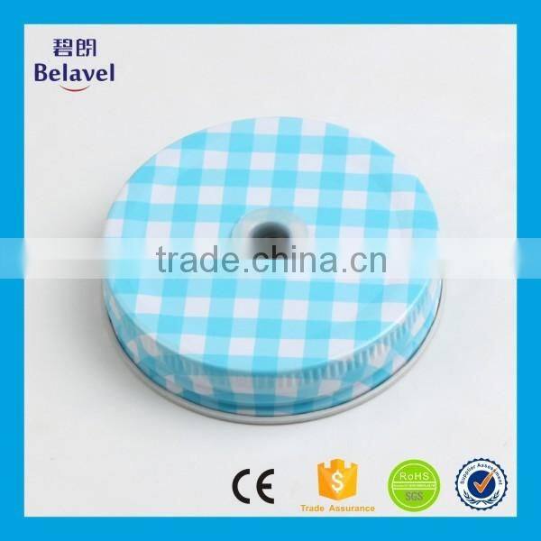 Bulk sale grid shape custom screw metal lid for mason jar with hole