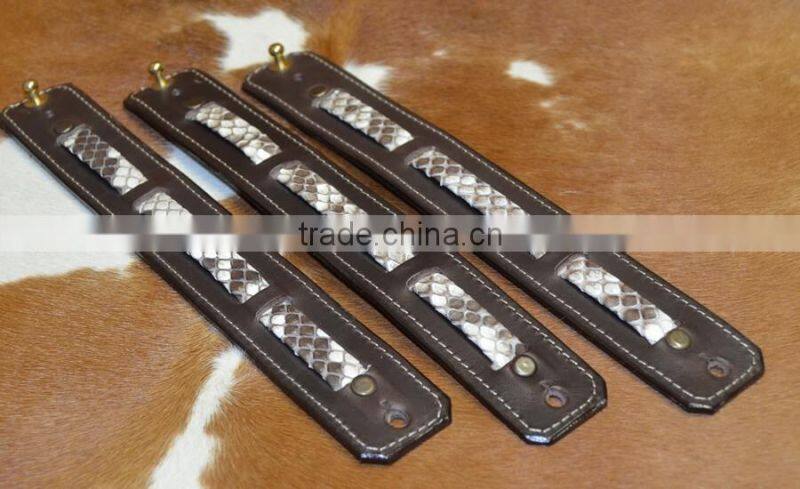 Luxury Cool White Real Python Skin Leather Mix Genuine Leather Cuff Bracelet for man and women