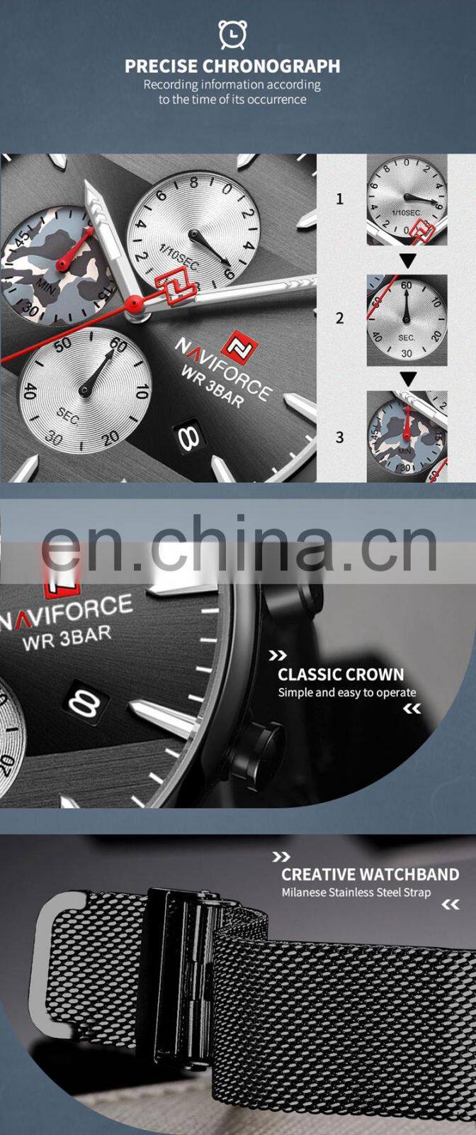 NAVIFORCE NF9169 Men Quartz Watch Simple Luxury Fashion Waterproof Mesh Watches For Mens On Sale