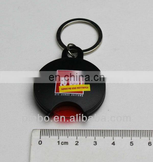 Customized Kerying Plastic Trolley Euro Coin Holder Keychain