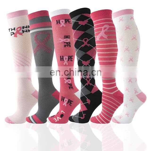 Wholesale 20-30mmhg Running Men Women Athletic Fun Stocking High Knee Nurse Medical Sport Compression Socks