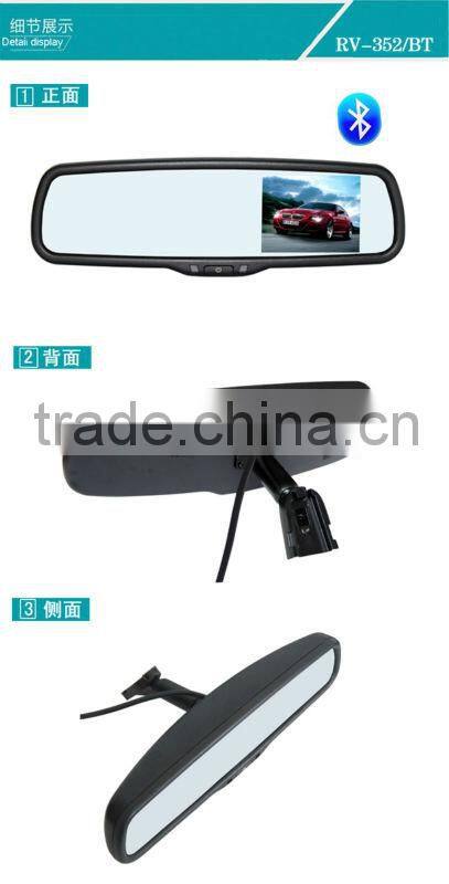 2014 New product 3.5 inch car mirror bluetooth car rearview mirror monitor