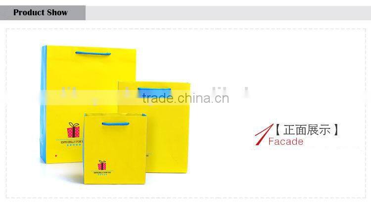 bright yellow color fancy paper shopping bag