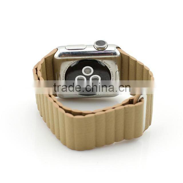 link bracelet For Apple Watch Leather Loop 42mm Adjustable Magnetic Closure strap For Apple Watch leather Band 38