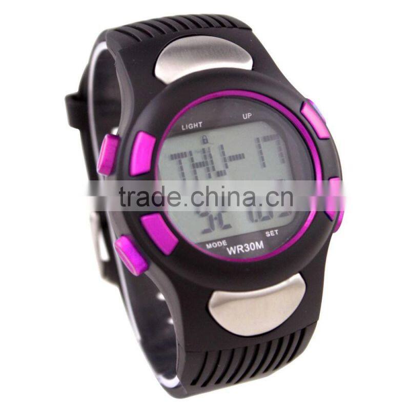LP1365 plastic case LCD stainless steel Case back Pedometer crane sports heart rate monitor sports watch
