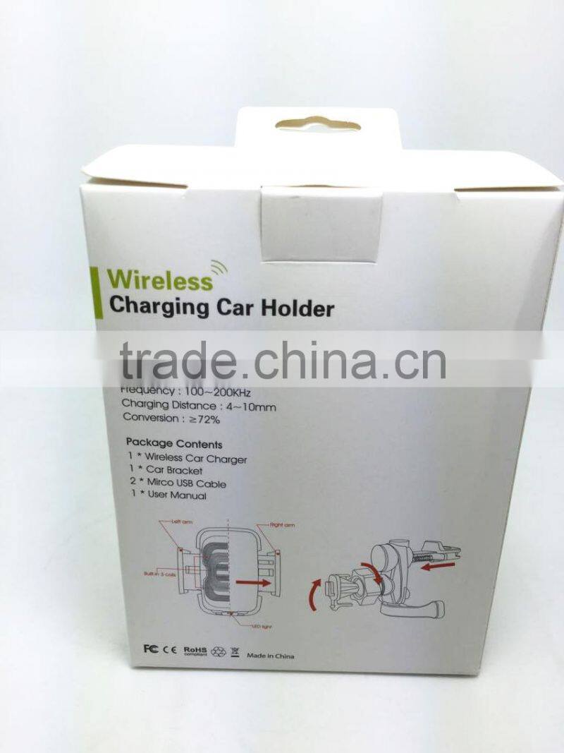 360 Degrees Rotating 3-coil Qi wireless Car Charger, Portable Car Battary Charger