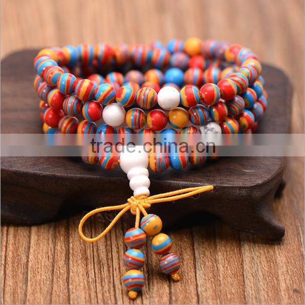 8mm German Spurce Turquoise 108 Prayer Beads Tibet Buddhist Mala Necklace