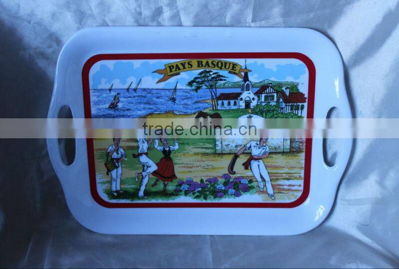 14 inch two-handled rectangular melamine tray