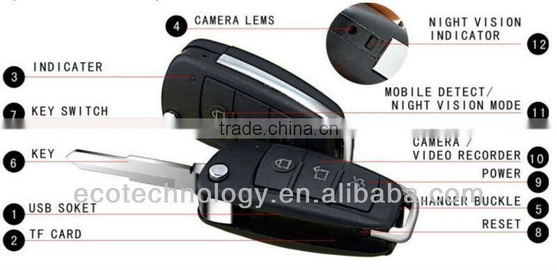 1080P Night Vision Action Camera Motion Detection DVR Car Key Camera S820