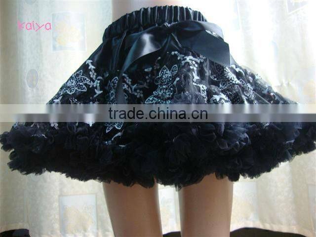 New arrival !! Lovely black princess lace chiffon petti skirt with bow and ruffle