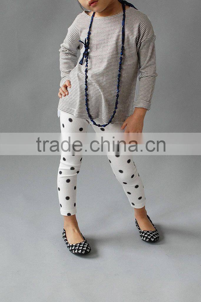 Children polka dot printed black white dots tee for baby girls polka dot blouses pant set